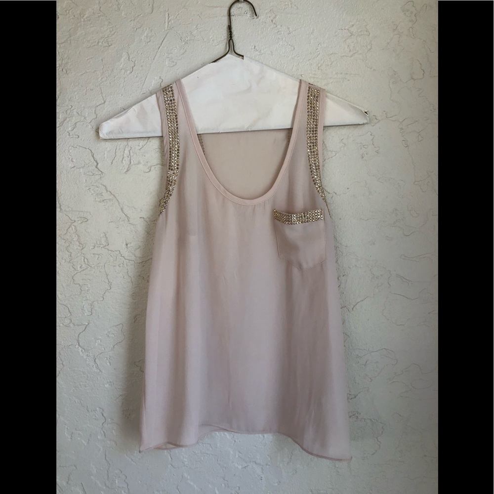 Embellished light pink tank top